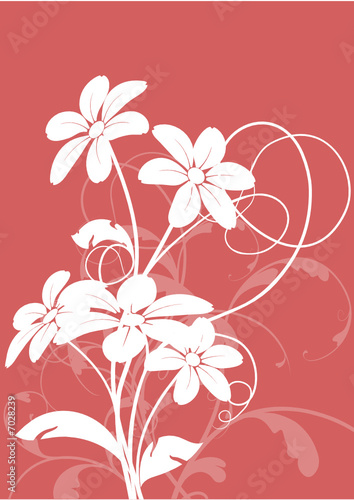 vecteur série - floral design sur fond rose