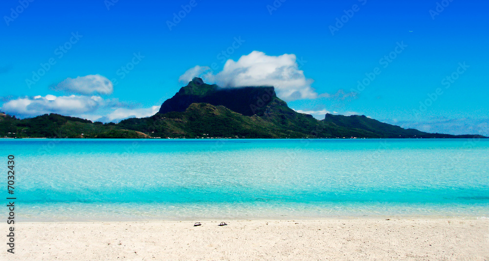 View of tropical beach and ocean View of tropical beach and ocean