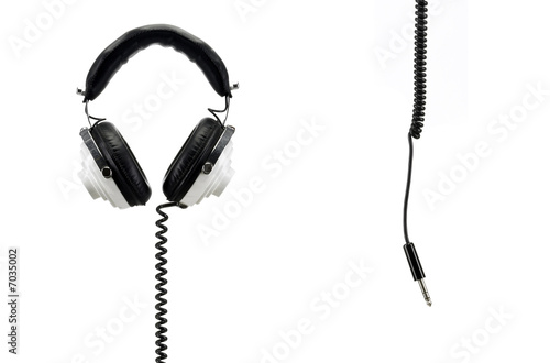 Black and white retro headphones with jack 