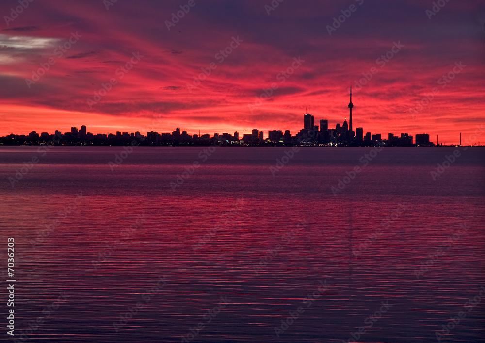 Toronto skyline before sunrise
