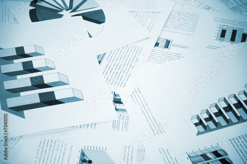 business graphs on the office table
