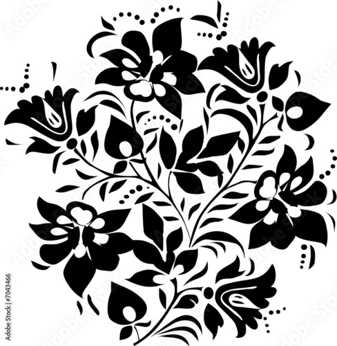 Fototapeta Naklejka Na Ścianę i Meble -  big black flowers ornament