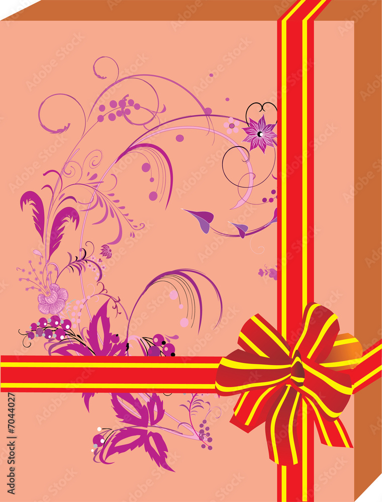 gift with pink flower decoration