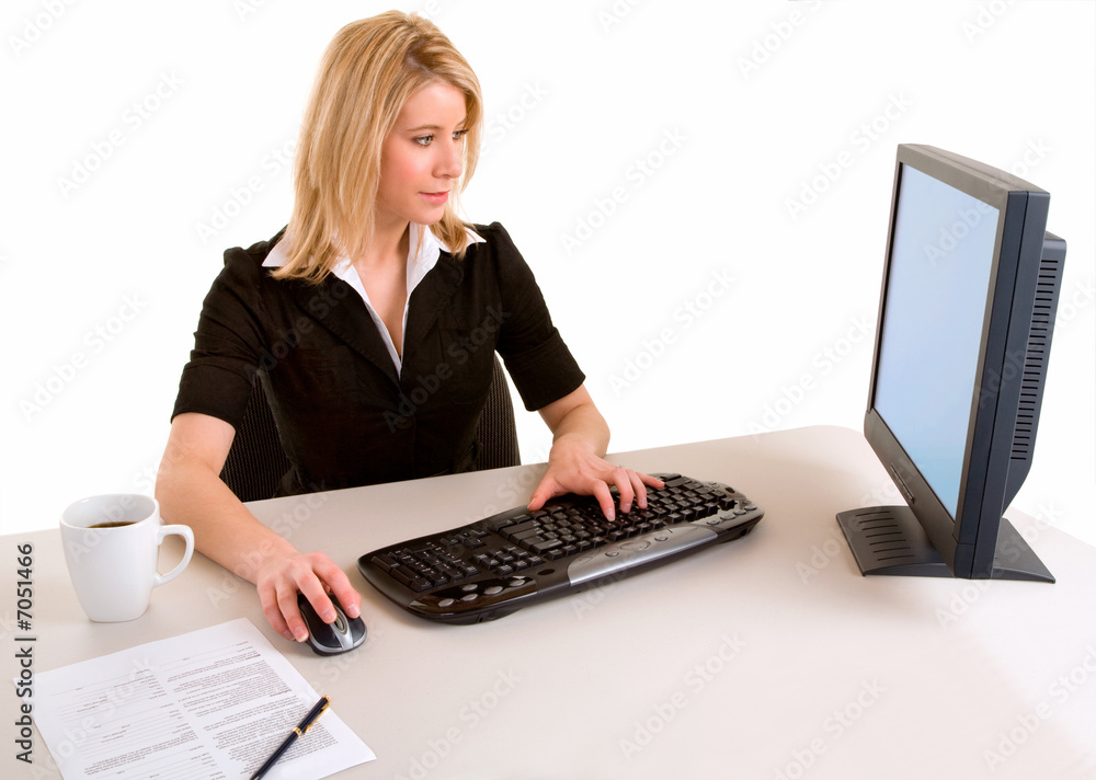 Businesswoman Working on her Computer Businesswoman Working on her Computer