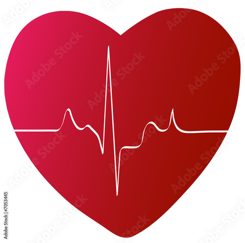 red heart with heart beat or rhythm
