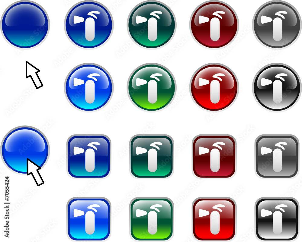 Fire-extinguisher buttons. Fire-extinguisher buttons.