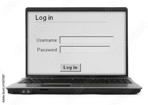 notebook with log in screen