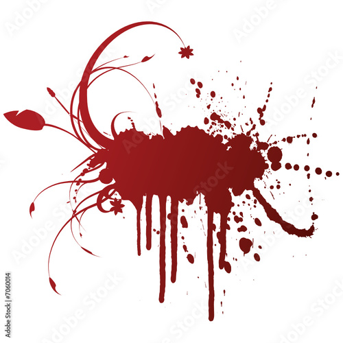 Floral grunge ink splatter design element