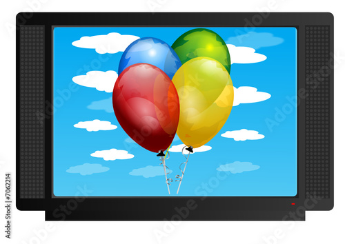 tv com balões