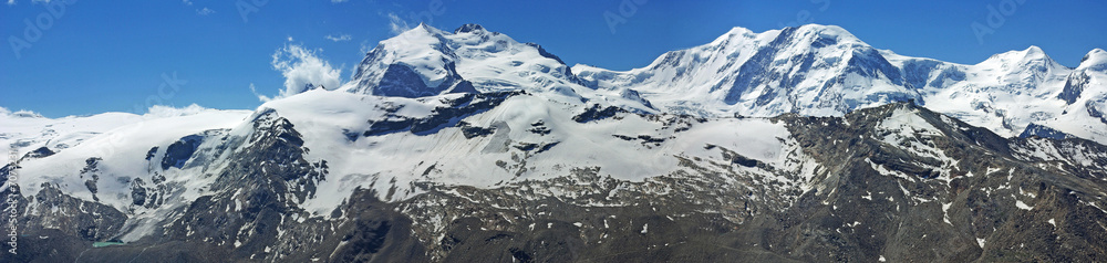 130° Panorama der Gletscherwelt der Mont Rosa
