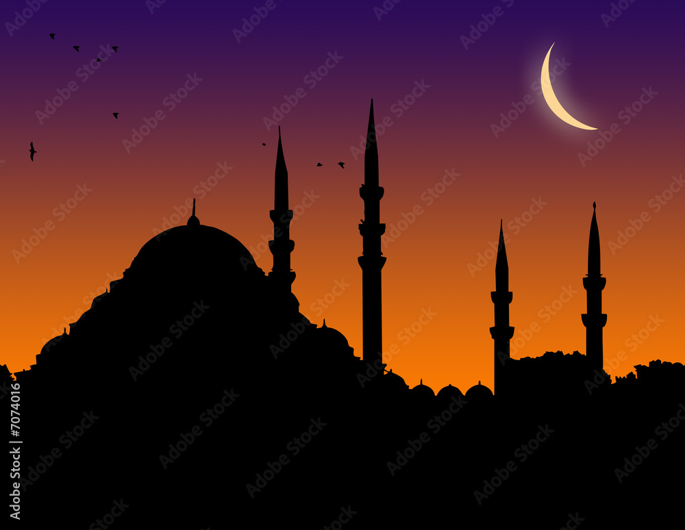Islamic mosque at night