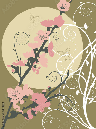 pink sakura moon swirl (vector)