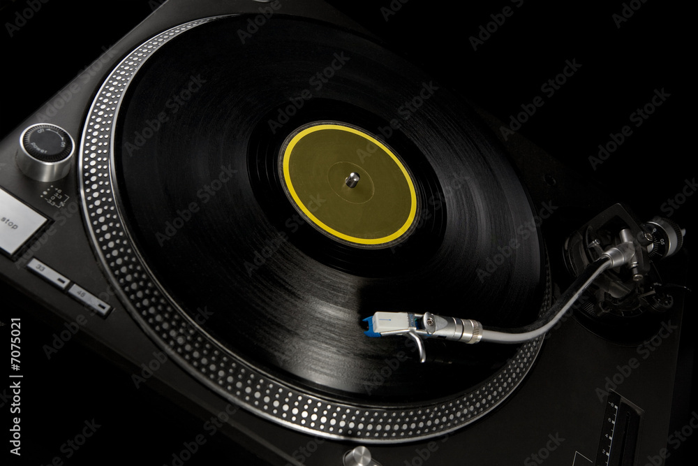 Naklejka premium vinyl turntable on black