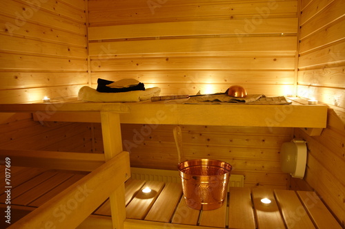 Interior of a Finnish sauna