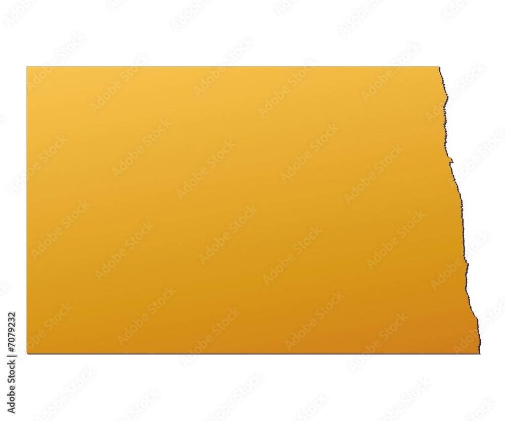 North Dakota (USA) map filled with orange gradient