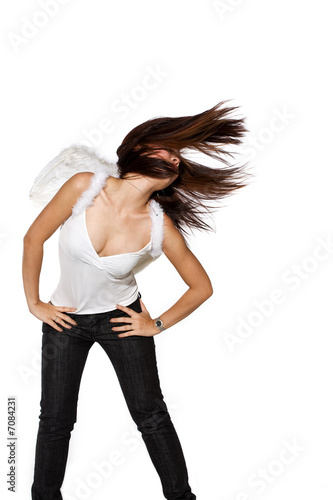 tossing hair to the side while dancing
