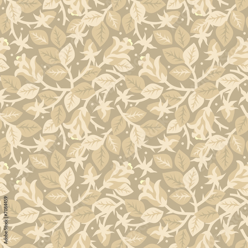 Roses in bloom floral seamless repeat pattern, beige