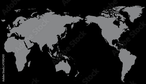 Carte Monde Gris sur fond Noir 