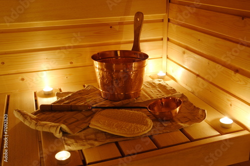 Interior of a Finnish sauna