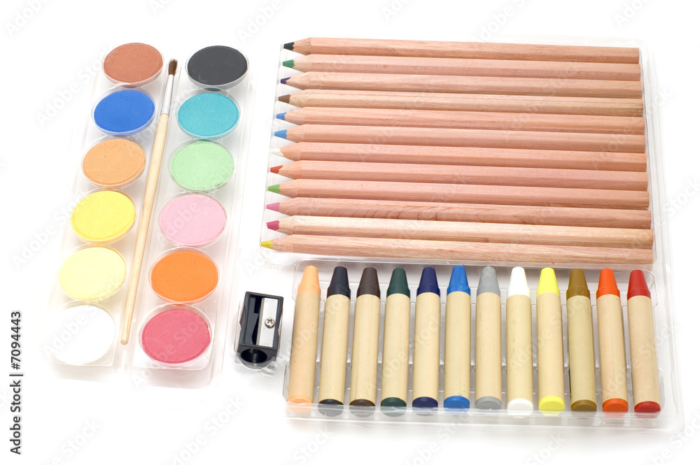 Naklejka premium pencil and water-colour