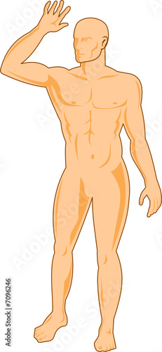 Human figure arms raised