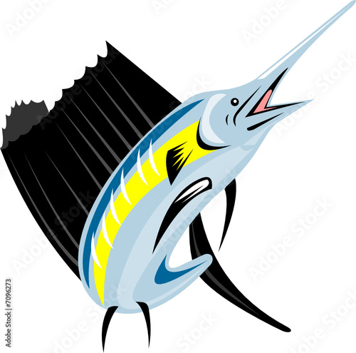 Swordfish leaping front