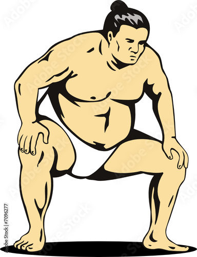 Sumo wrestler in fighting stance
