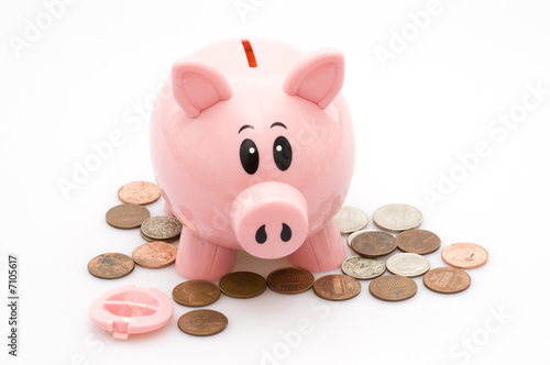 Piggy Bank and Coins photo