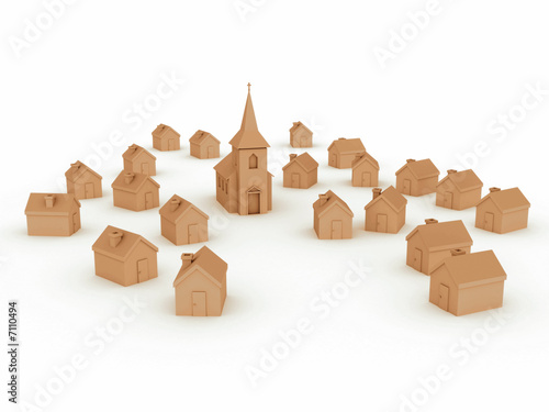 a village on white background