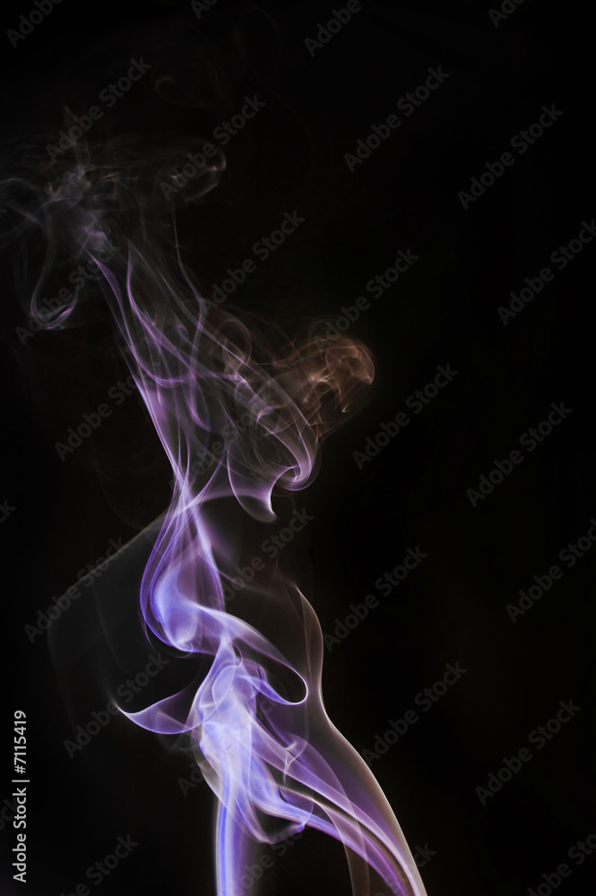Fototapeta premium Colored blue-yellow cigarette smoke
