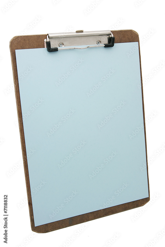 clipboard and blue paper clipboard and blue paper