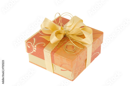Gift box with ribbon isolated on white background