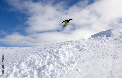 Snowboarder Rotating Mid-Air