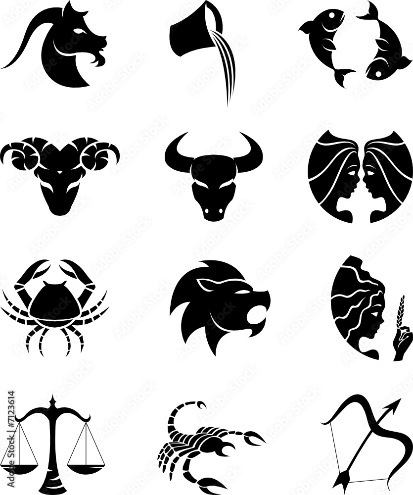 Logo-like Zodiac Star Signs isolated on a white background