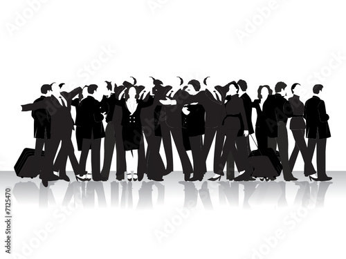 Group of business peoples, black silhouettes