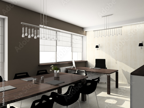 3D render modern interior of office
