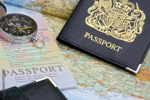 Obraz na plátne British passport and map