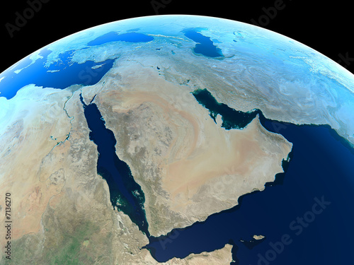 Obraz na plátně The MIddle East as seen from space