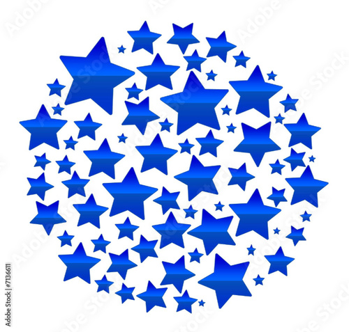 a blue circle comprised of stars
