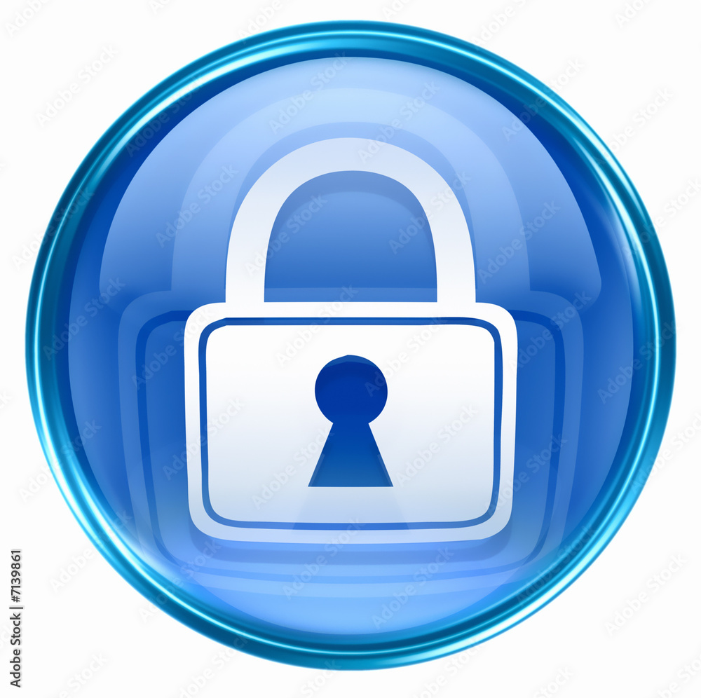 Lock icon blue, isolated on white background Lock icon blue, isolated on white background