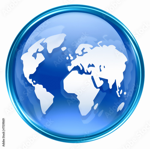 world icon blue  isolated on white background