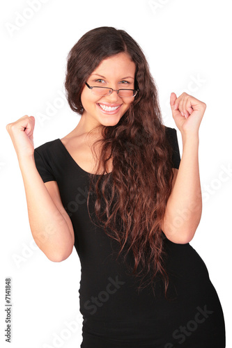 young pretty girl in black dress