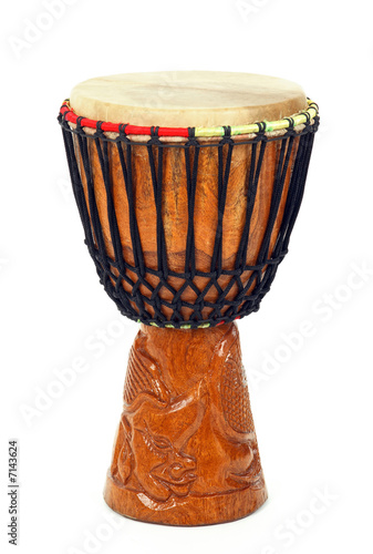 Leinwand Poster Carved African djembe drum