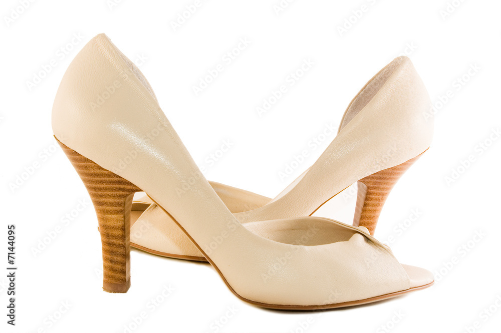 beige shoes isolated on white beige shoes isolated on white