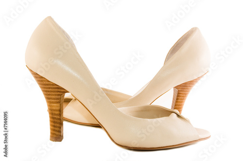 beige shoes isolated on white