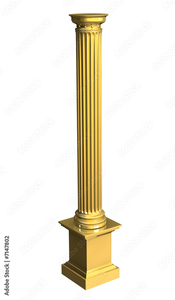 3d rendered illustration from a part of a gold column 3d rendered illustration from a part of a gold column