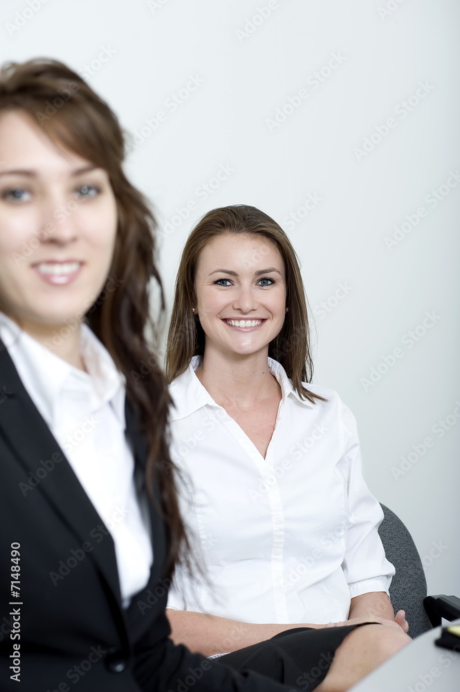 smiling girls in meeting smiling girls in meeting