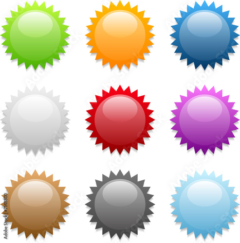 Set of various colored round sticker icons