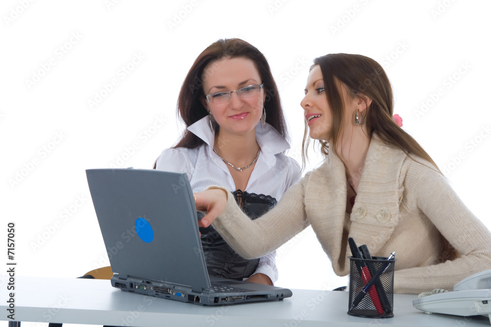 Two business woman work with laptop Two business woman work with laptop