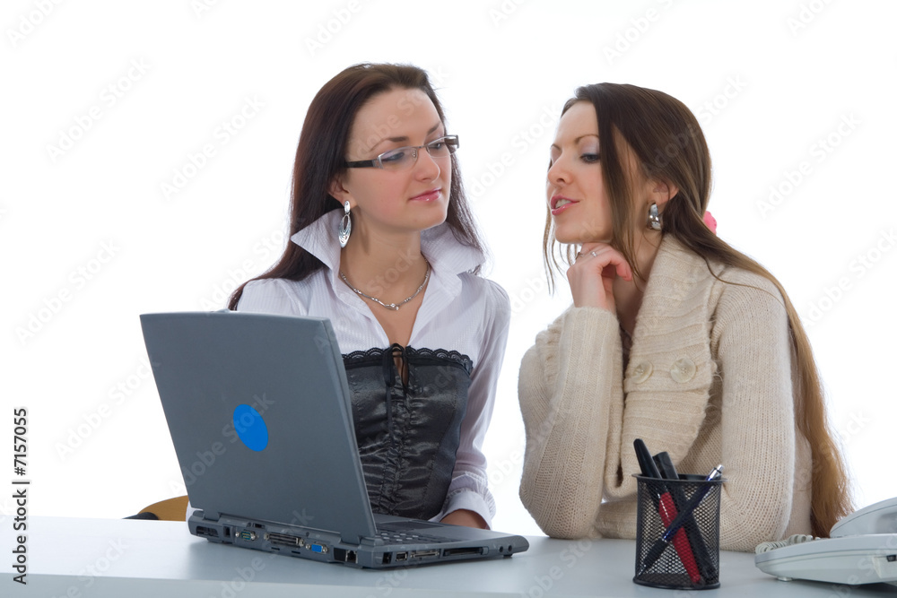 Two business woman work with laptop Two business woman work with laptop